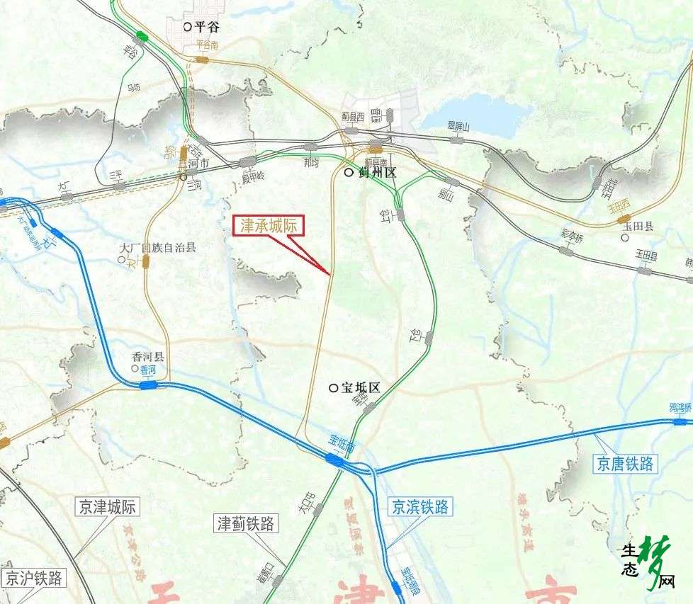 津承城际铁路天津段示意图